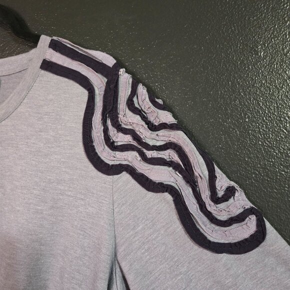 Logo Lounge Womens Asymmetric Hem Long Sleeve Top Pockets Shoulder Detail Purple - Picture 7 of 7